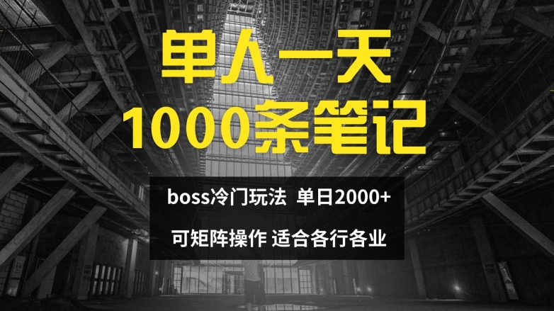 单人一天1000条笔记，日入2000+，BOSS直聘的正确玩法【揭秘】-巅峰资源网
