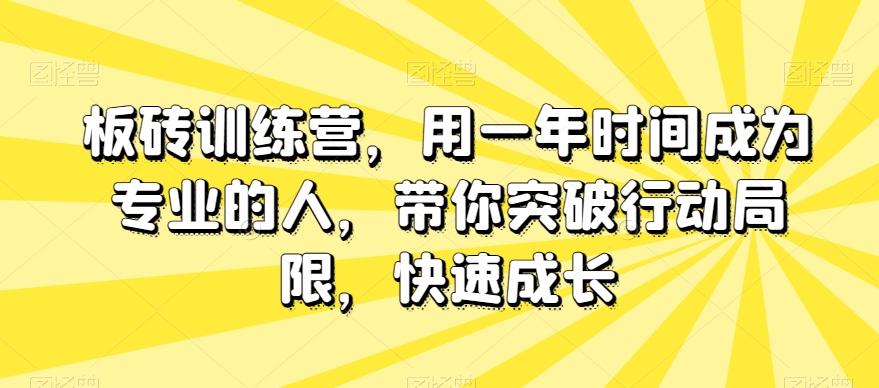板砖训练营，用一年时间成为专业的人，带你突破行动局限，快速成长-巅峰资源网