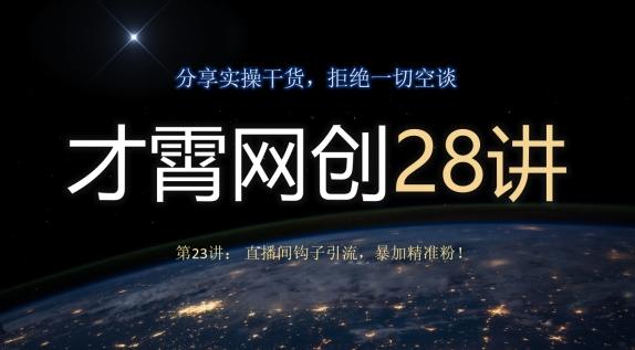 才霄网创28讲第23讲：直播间钩子引流，暴加精准粉！-巅峰资源网