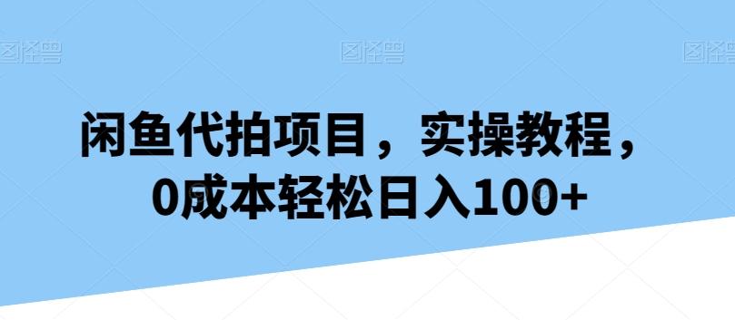 闲鱼代拍项目，实操教程，0成本轻松日入100+-巅峰资源网