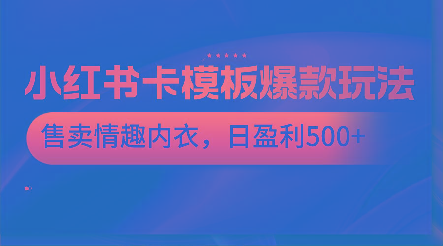 小红书卡模板爆款玩法，售卖情趣内衣，日盈利500+-巅峰资源网