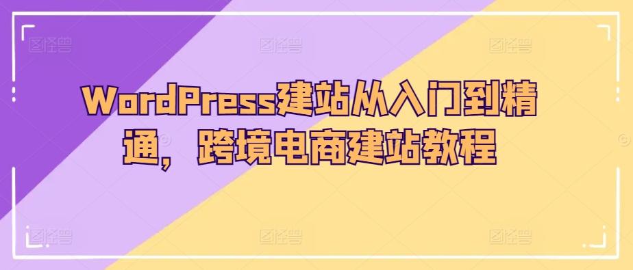 WordPress建站从入门到精通，跨境电商建站教程-巅峰资源网
