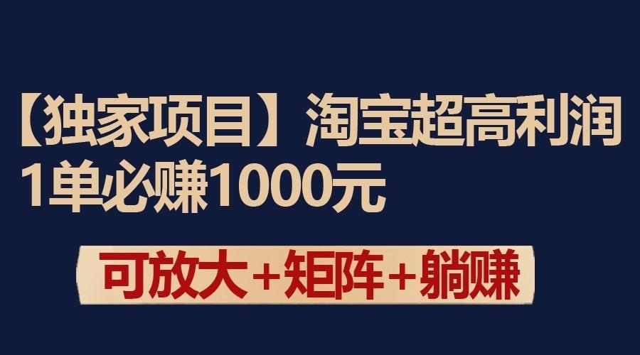 独家淘宝超高利润项目：1单必赚1000元，可放大可矩阵操作-巅峰资源网