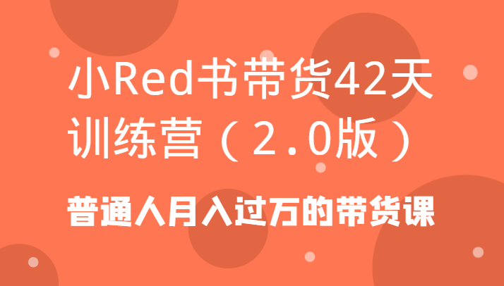 小Red书带货42天训练营(2.0版)普通人月入过万的带货课-巅峰资源网