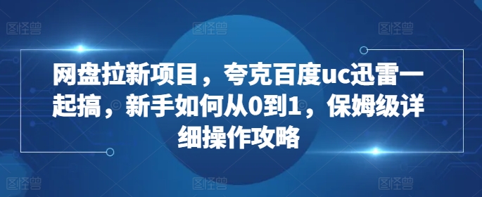 网盘拉新项目，夸克百度uc迅雷一起搞，新手如何从0到1，保姆级详细操作攻略-巅峰资源网
