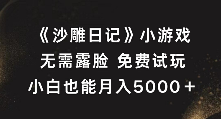 《沙雕日记》小游戏，无需露脸免费试玩，小白也能月入5000+【揭秘】-巅峰资源网