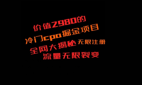 价值2980的CPA掘金项目大揭秘，号称当天收益200+，不见收益包赔双倍-巅峰资源网
