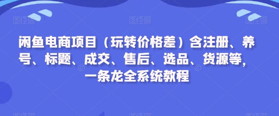 闲鱼电商项目(玩转价格差)含注册、养号、标题、成交、售后、选品、货源等，一条龙全系统教程-巅峰资源网