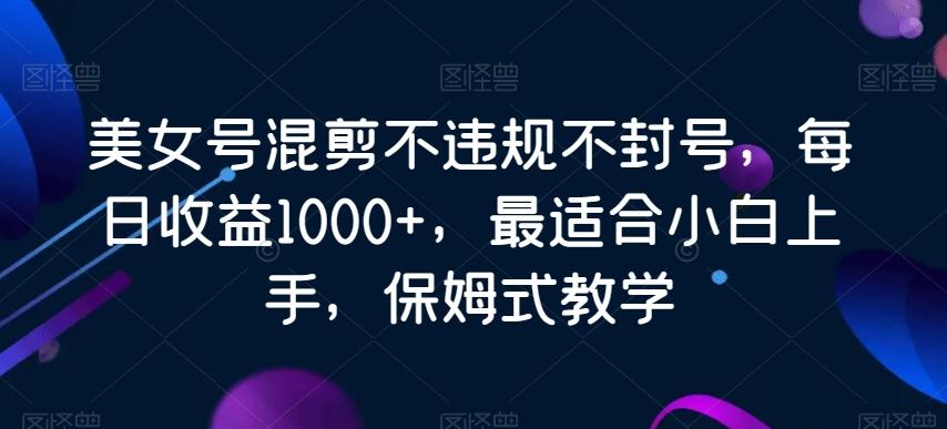 美女号混剪不违规不封号，每日收益1000+，最适合小白上手，保姆式教学-巅峰资源网