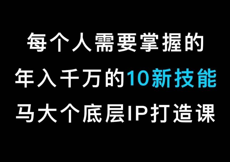 马大个的IP底层逻辑课，​每个人需要掌握的年入千万的10新技能，约会底层IP打造方法！-巅峰资源网