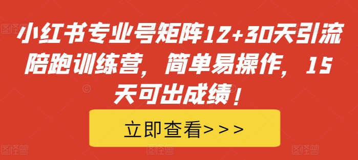 小红书专业号矩阵12+30天引流陪跑训练营，简单易操作，15天可出成绩!-巅峰资源网