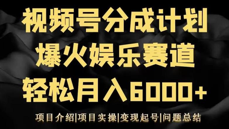 视频号创作分成计划之娱乐赛道轻松日入500+-巅峰资源网