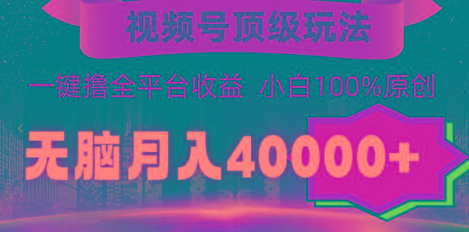 (9281期)视频号顶级玩法，无脑月入40000+，一键撸全平台收益，纯小白也能100%原创-巅峰资源网