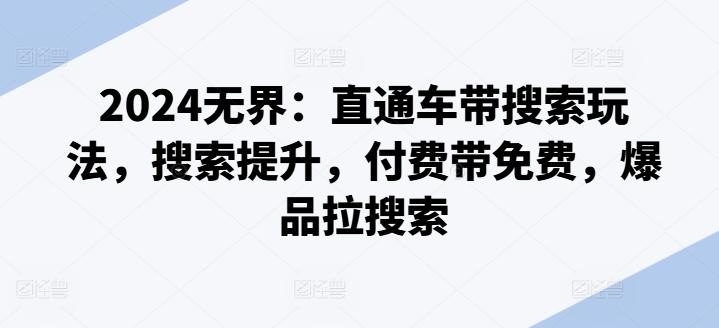 2024无界：直通车带搜索玩法，搜索提升，付费带免费，爆品拉搜索-巅峰资源网