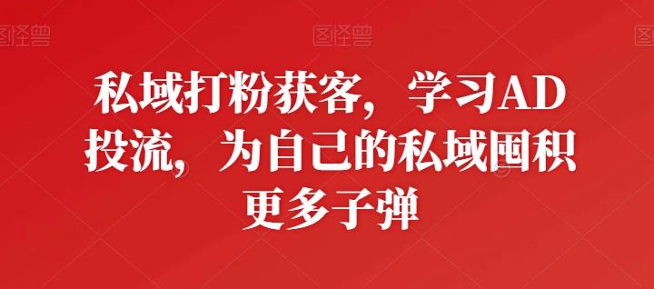 私域打粉获客，学习AD投流，为自己的私域囤积更多子弹-巅峰资源网