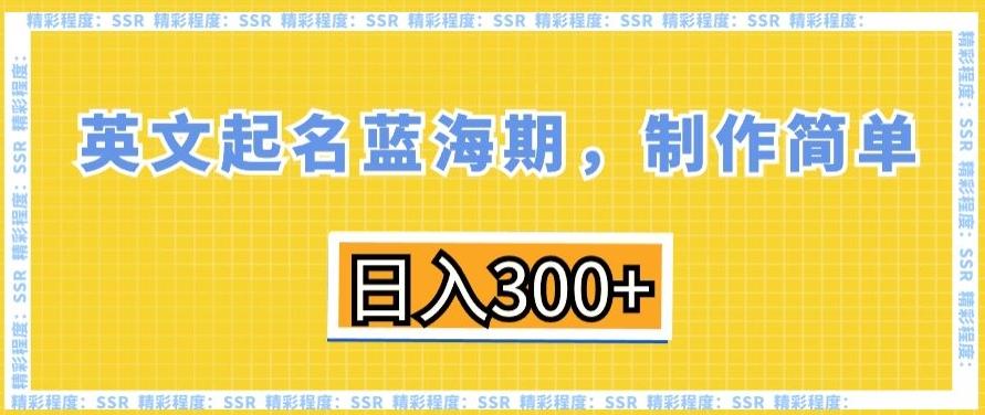 英文起名蓝海期，制作简单，日入300+【揭秘】-巅峰资源网