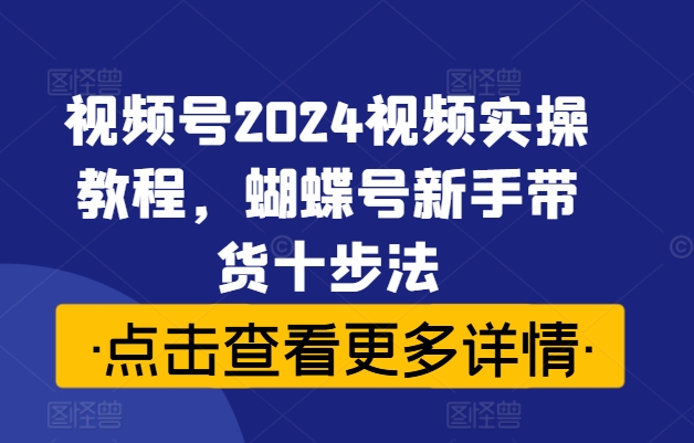 视频号2024视频实操教程，蝴蝶号新手带货十步法-巅峰资源网