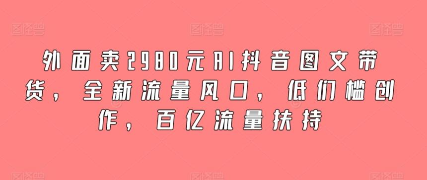 外面卖2980元AI抖音图文带货，全新流量风口，低们槛创作，百亿流量扶持-巅峰资源网