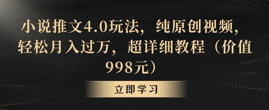 小说推文4.0玩法，纯原创视频，轻松月入过万，超详细教程(价值998元)【揭秘】-巅峰资源网