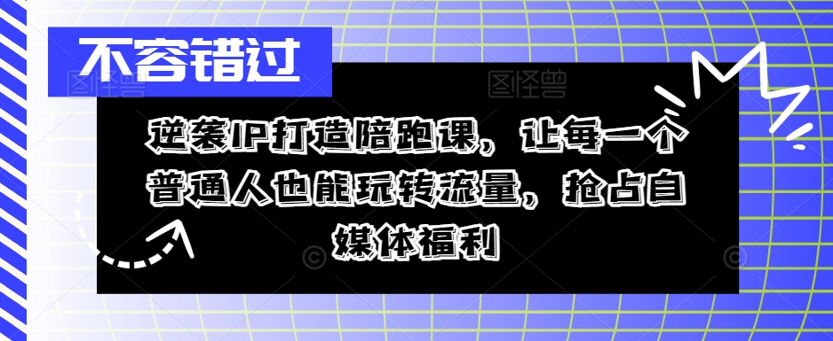 逆袭IP打造陪跑课，让每一个普通人也能玩转流量，抢占自媒体福利-巅峰资源网