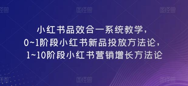 小红书品效合一系统教学，​0~1阶段小红书新品投放方法论，​1~10阶段小红书营销增长方法论-巅峰资源网