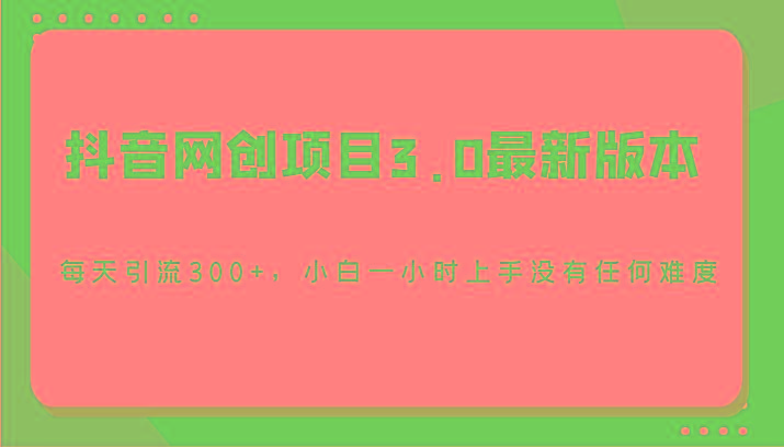 抖音网创项目3.0最新版本，每天引流300+，小白一小时上手没有任何难度-巅峰资源网