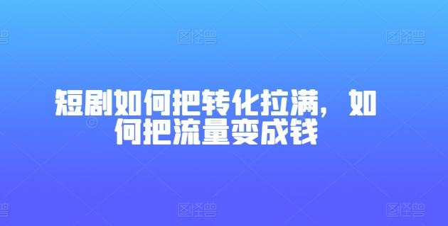 短剧如何把转化拉满，如何把流量变成钱-巅峰资源网