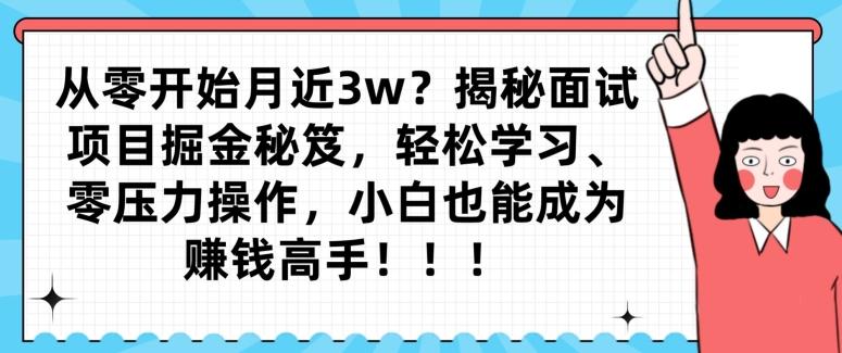 从零开始月近3w？揭秘面试项目掘金秘笈，轻松学习、零压力操作，小白也能成为赚钱高手-巅峰资源网