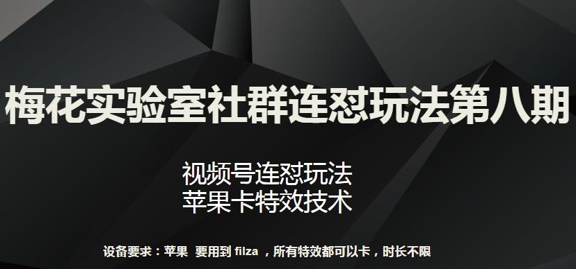 梅花实验室社群连怼玩法第八期，视频号连怼玩法 苹果卡特效技术【揭秘】-巅峰资源网