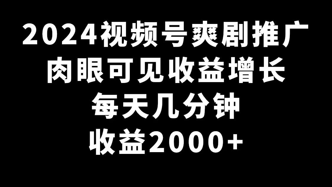 2024视频号爽剧推广，肉眼可见的收益增长，每天几分钟收益2000+-巅峰资源网