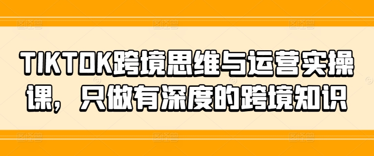 TIKTOK跨境思维与运营实操课，只做有深度的跨境知识-巅峰资源网