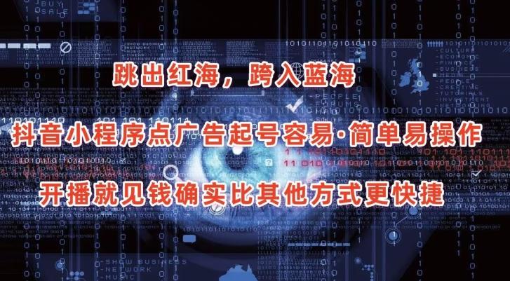 抖音小程序点广告项目，起号容易，简单易操作，开播就见有收益【揭秘】-巅峰资源网