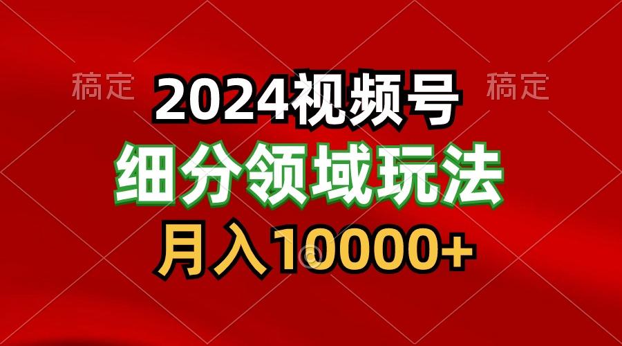 2024视频号分成计划细分领域玩法，每天5分钟，月入1W+-巅峰资源网