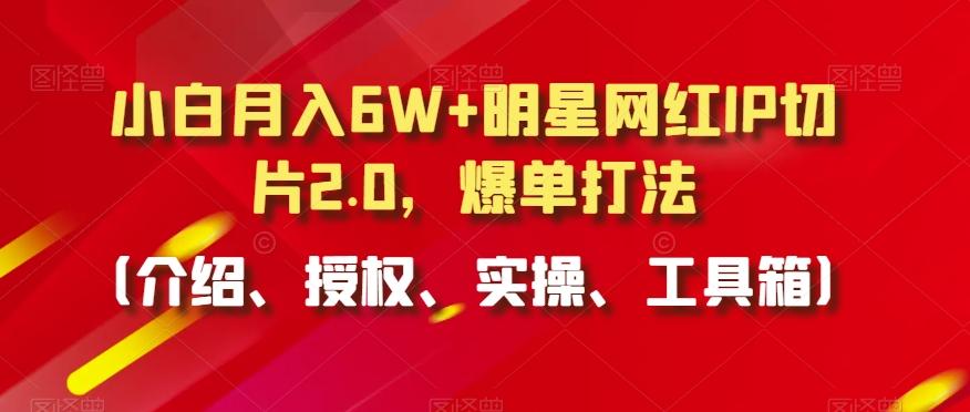 小白月入6W+明星网红IP切片2.0，爆单打法(介绍、授权、实操、工具箱)【揭秘】-巅峰资源网