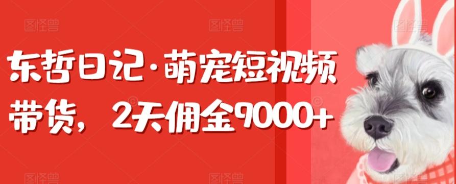 东哲日记·萌宠短视频带货，2天佣金9000+-巅峰资源网