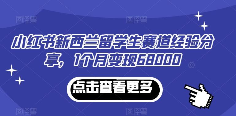 小红书新西兰留学生赛道经验分享，1个月变现68000【揭秘】-巅峰资源网