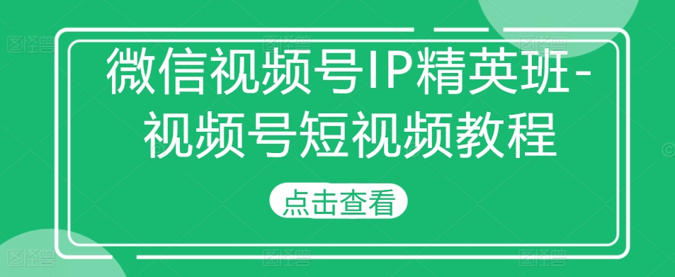 微信视频号IP精英班-视频号短视频教程-巅峰资源网