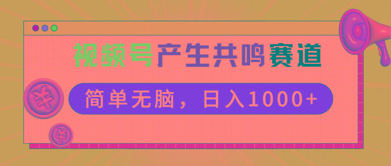 2024年视频号，产生共鸣赛道，简单无脑，一分钟一条视频，日入1000+-巅峰资源网