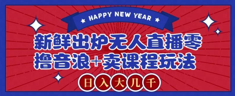 2024最新无人直播零撸音浪+卖课程玩法，日入大几千不是梦【揭秘】-巅峰资源网