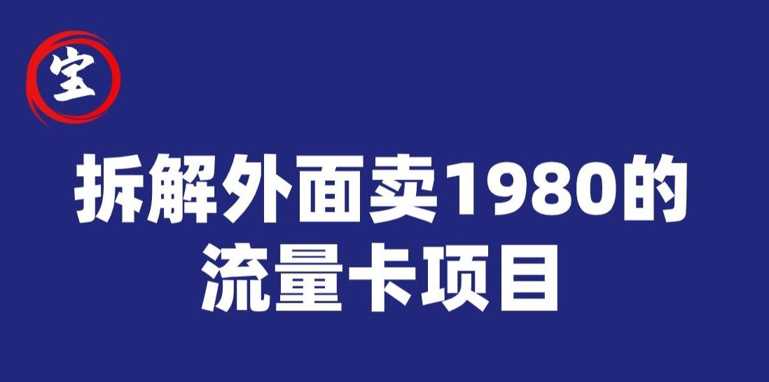 宝哥拆解外面卖1980手机流量卡项目，0成本无脑推广-巅峰资源网
