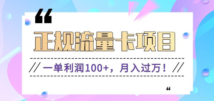 正规手机流量卡项目，一单利润100+，月入过万！人人可做(推广技术+正规渠道)-巅峰资源网