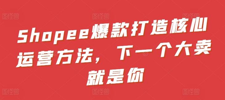 Shopee爆款打造核心运营方法，下一个大卖就是你-巅峰资源网