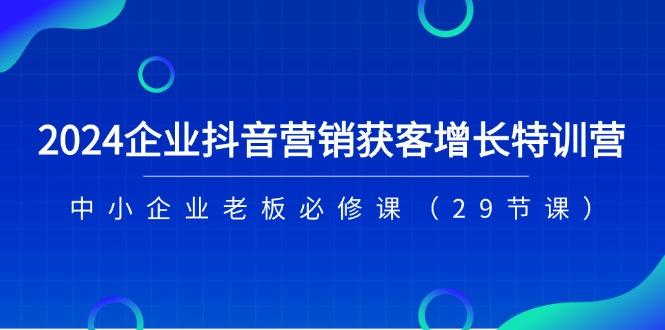 2024企业抖音-营销获客增长特训营，中小企业老板必修课(29节课-巅峰资源网