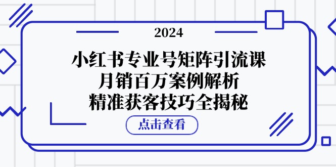 小红书专业号矩阵引流课，月销百万案例解析，精准获客技巧全揭秘-巅峰资源网