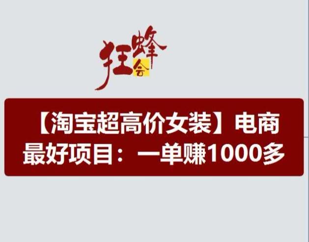 淘宝超高价女装项目，电商最好赛道，一单赚1000多-巅峰资源网
