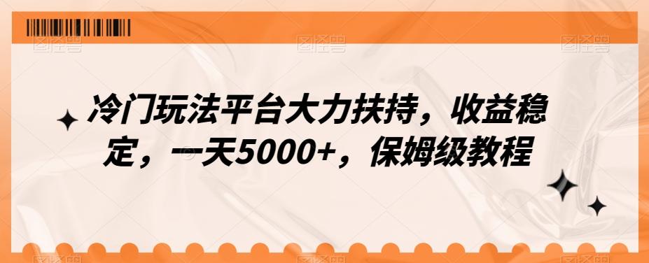 冷门玩法平台大力扶持，收益稳定，一天5000+，保姆级教程（附抖音7天起号法）-巅峰资源网