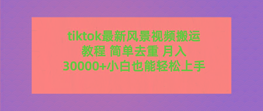 (9804期)tiktok最新风景视频搬运教程 简单去重 月入30000+附全套工具-巅峰资源网