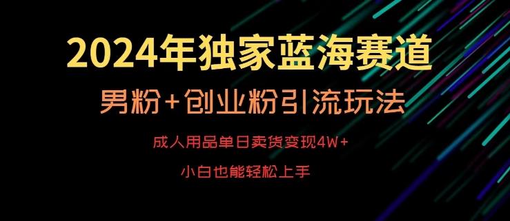 2024年独家蓝海赛道，成人用品单日卖货变现4W+，男粉+创业粉引流玩法，不愁搞不到流量【揭秘】-巅峰资源网