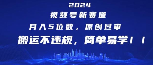 2024视频号新赛道，月入5位数+，原创过审，搬运不违规，简单易学【揭秘】-巅峰资源网
