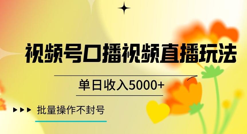 视频号囗播视频直播玩法，单日收入5000+，批量操作不封号【揭秘】-巅峰资源网